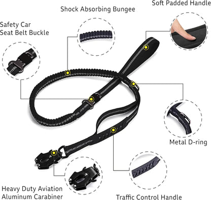 Jykevä ja näyttävä koiranhihna, eri värejä / Heavy Duty Dog Leash, 4-6FT Shock Absorbing Tactical Dog Leash with 2 Padded Handles, Advanced Easy Metal Clip, No Pull Reflecti