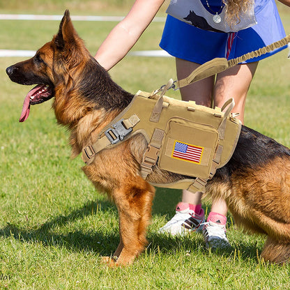 Taktiset valjaat armeija koiravaljaat, useita värejä  / Tactical Military Dog Harness Collar Leash Set Durable Big Dog Training Harness Vest MOLLE For Large Dogs With Pouches Flag