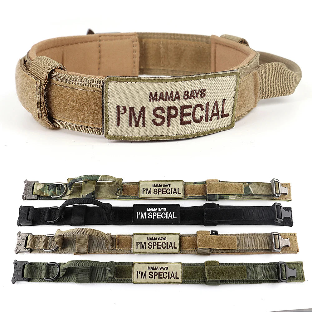 Taktinen vahva koiranpanta, kahvalla, useita eri värejä / Tactical Dog Collar Nylon Duarable Military Dog Collars For Medium Large Dogs German Shepard Training  Walking Pet Accessories