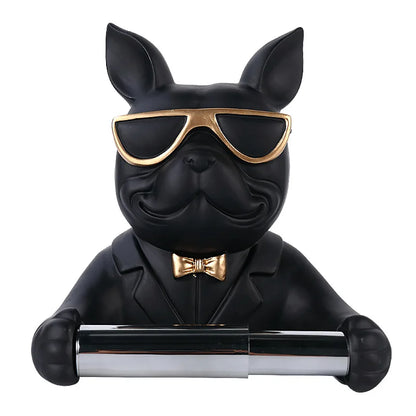 Bulldog Figurine Roll Paper Tube Kitchen Bathroom Wall Hanging