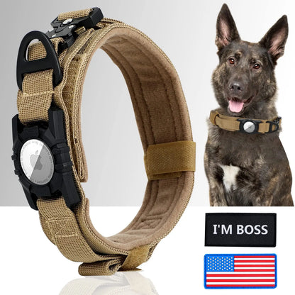 Taktinen Airtag iphone paikannus kaulapannat, seuranta panta, eri värejä  / AirTag Tactical Dog Collar, with AirTag Holder and Handle Military Dog Metal Buckle Adjustable GPS Collar for Medium Large Dogs