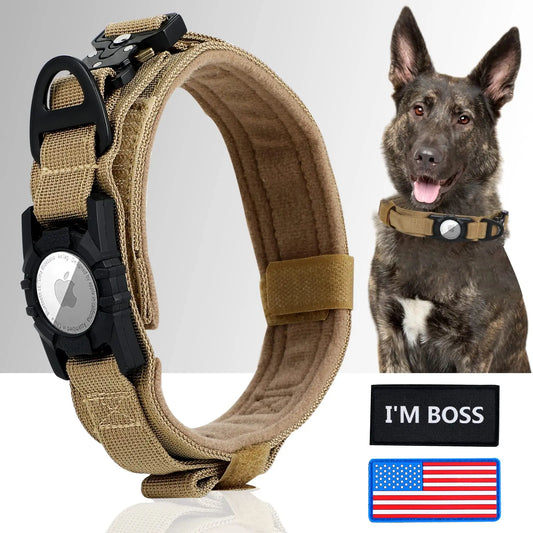 Taktinen Airtag iphone paikannus kaulapannat, seuranta panta, eri värejä  / AirTag Tactical Dog Collar, with AirTag Holder and Handle Military Dog Metal Buckle Adjustable GPS Collar for Medium Large Dogs