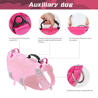 Taktiset valjaat armeija koiravaljaat, useita värejä / Tactical Dog Training Vest No Pull Military Harness Adjustable Dog Hiking Harness Working Vest For Medium Large Dogs