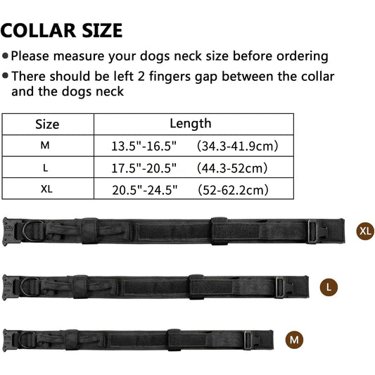 Taktinen vahva koiranpanta, eri värejä /Tactical Dog Collar, Adjustable Military Training Nylon Dog Collar with Control Handle and Heavy Metal Buckle for Medium and Lar