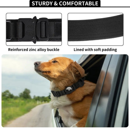 Taktinen Airtag iphone paikannus kaulapannat, seuranta panta, eri värejä  / AirTag Tactical Dog Collar, with AirTag Holder and Handle Military Dog Metal Buckle Adjustable GPS Collar for Medium Large Dogs