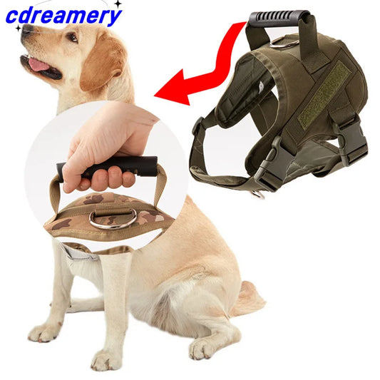 Lyhyet, taktiset valjaat armeija koiravaljaat, eri värejä / CDY Tactical Dog Harness with Handle Military Style Walking Leash for Medium to Large Dogs Puppy Training Accessory 1 Piece